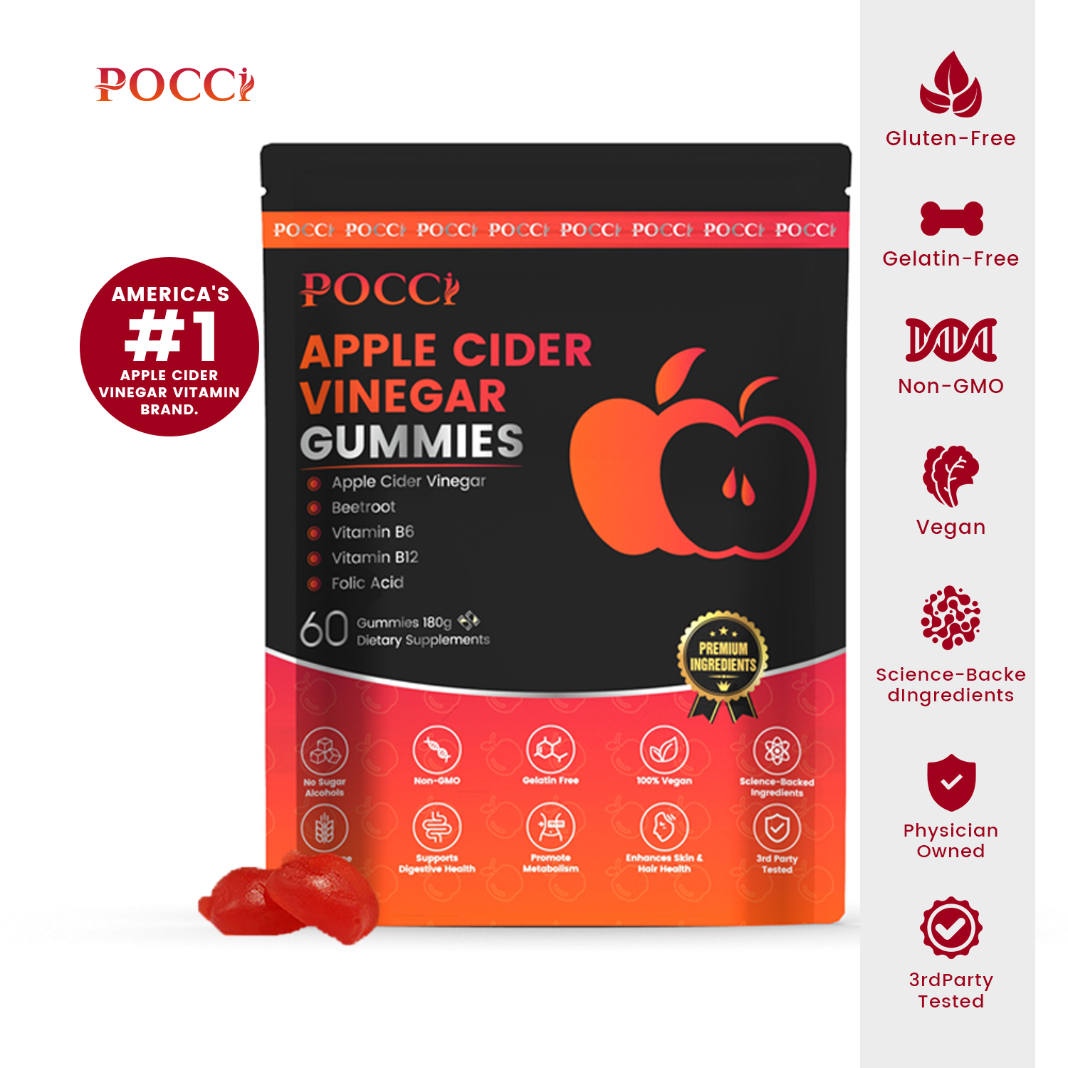 Apple cider vinegar gummies POCCI Healthy