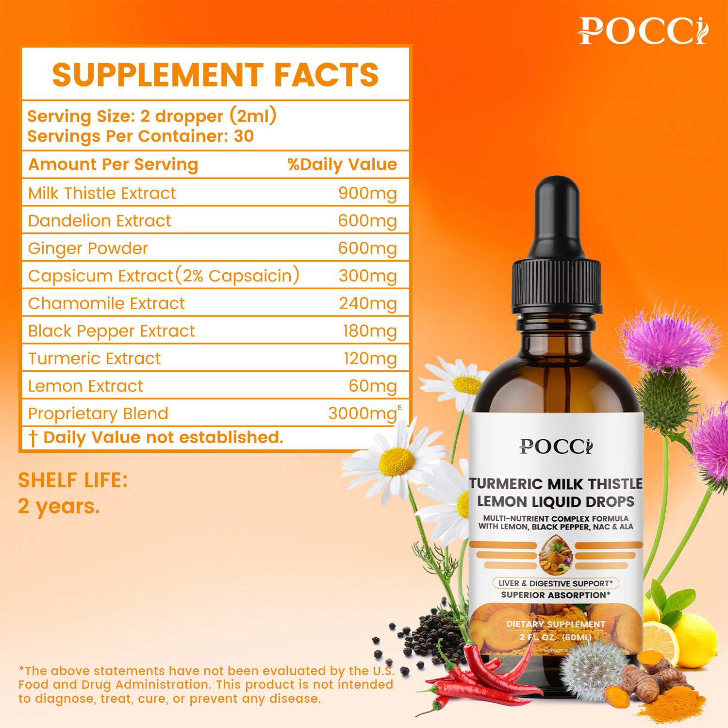 TURMERIC MILK THISTLELEMON LIQUID DROPS POCCI Healthy