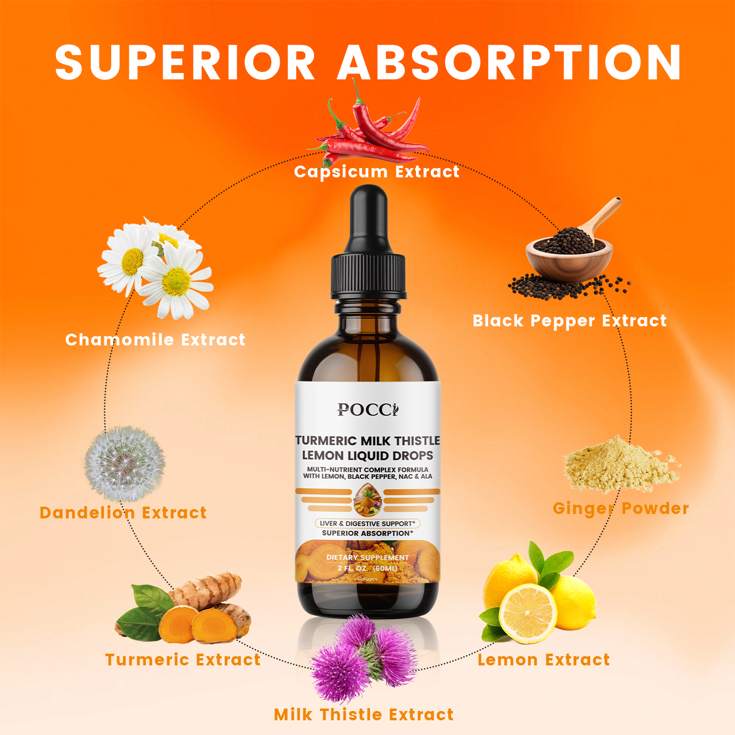 TURMERIC MILK THISTLELEMON LIQUID DROPS POCCI Healthy