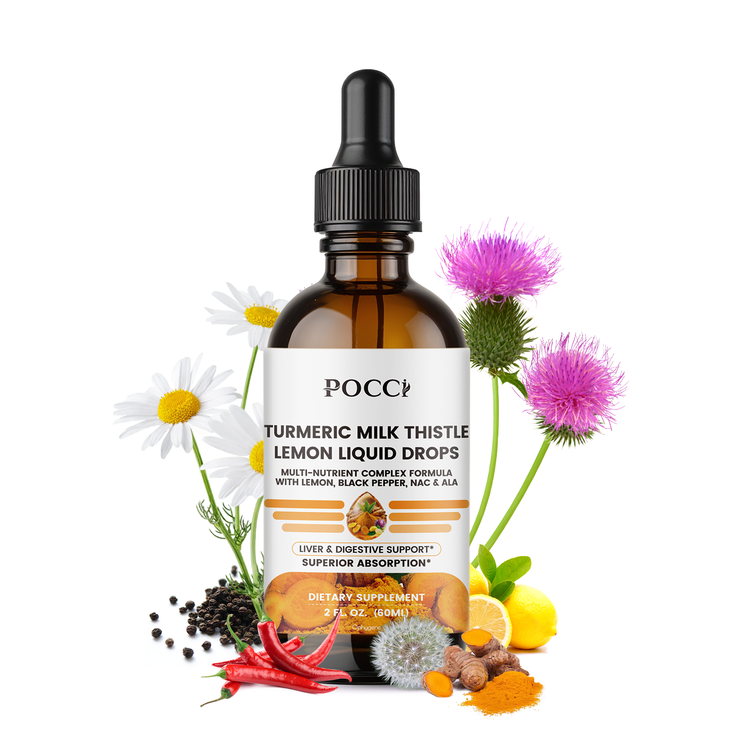 TURMERIC MILK THISTLELEMON LIQUID DROPS POCCI Healthy