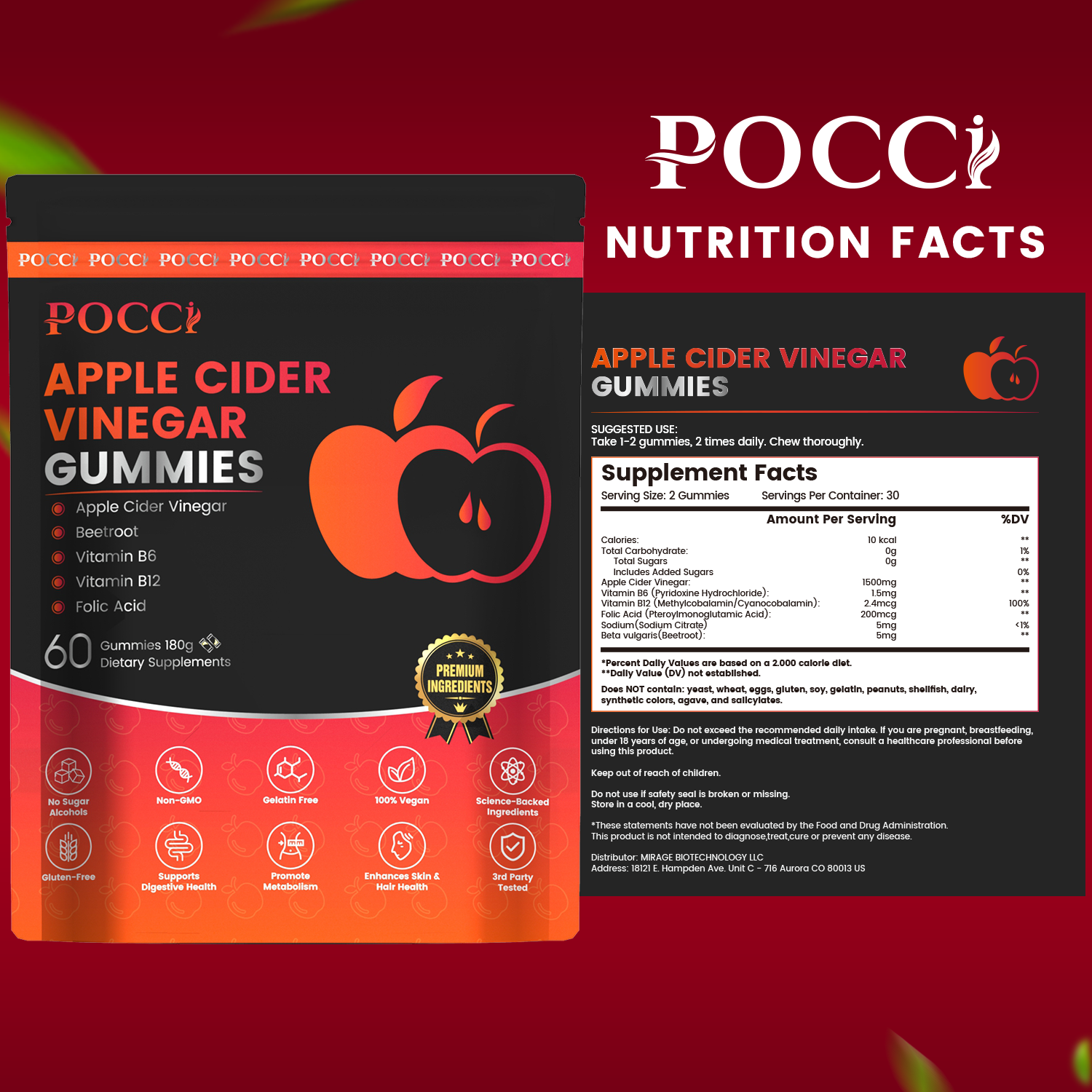 Apple cider vinegar gummies POCCI Healthy