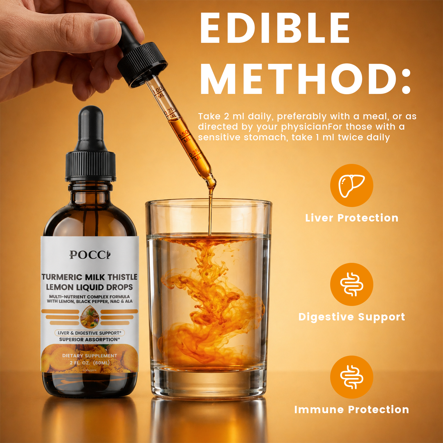 TURMERIC MILK THISTLELEMON LIQUID DROPS POCCI Healthy